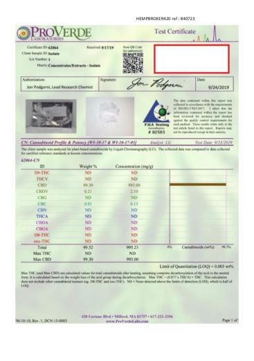 CBD Isolat / Kristalle 99,3% - 100g